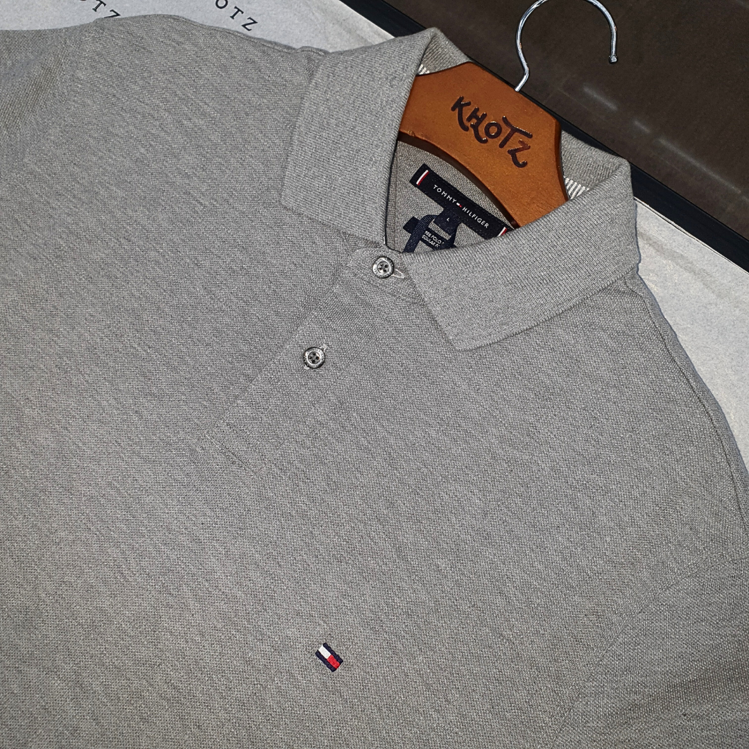 Polo Tommy Hilfiger Masculina Cinzenta 1985 Regular Fit