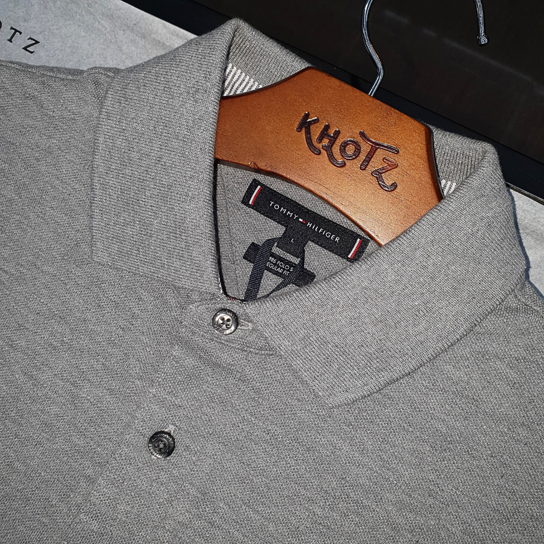 Polo Tommy Hilfiger Masculina Cinzenta 1985 Regular Fit