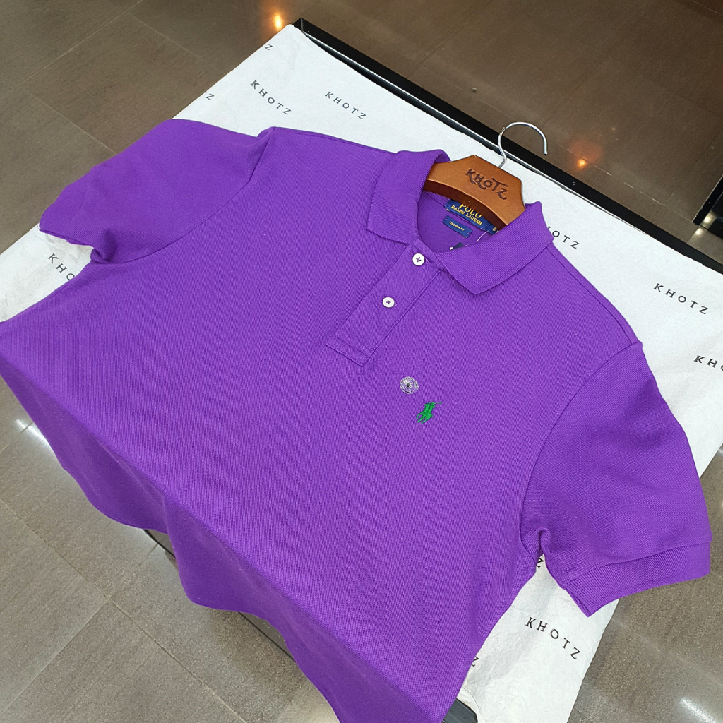Polo Ralph Lauren Masculina Roxa Pony Verde