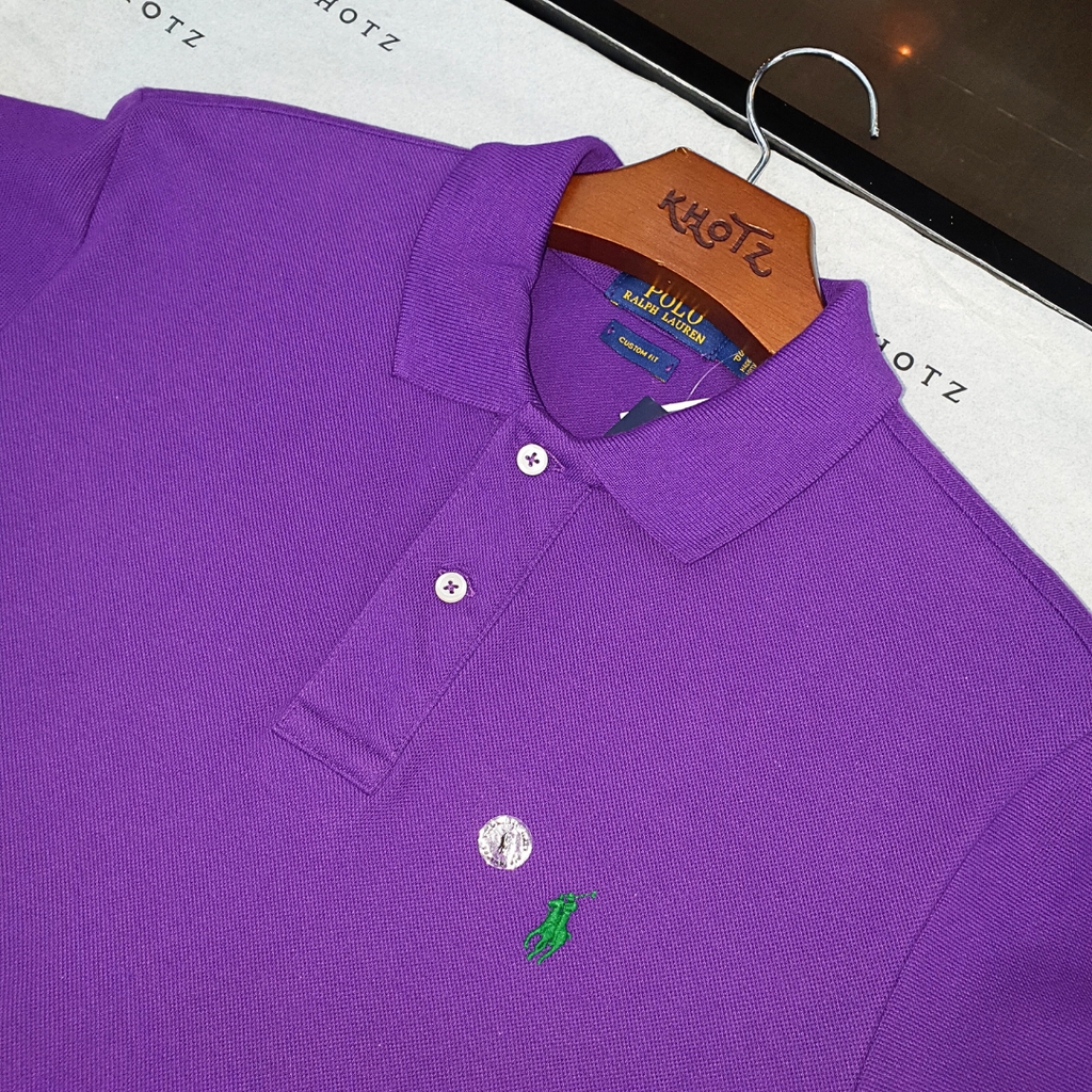 Polo Ralph Lauren Masculina Roxa Pony Verde