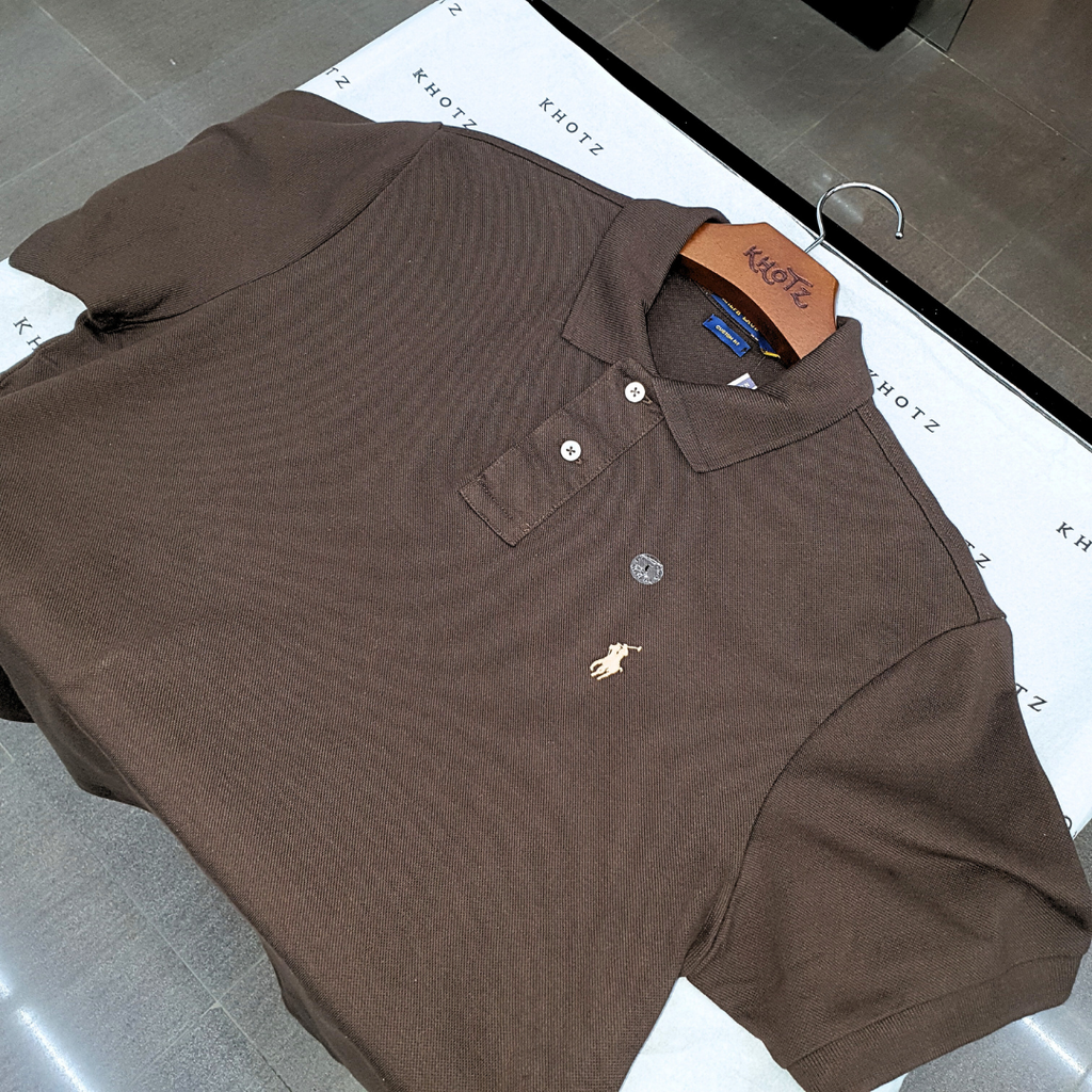 Polo Ralph Lauren Masculina Marrom Escuro Pony Creme