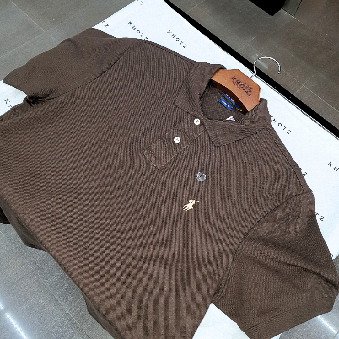 Polo Ralph Lauren Masculina Marrom Escuro Pony Creme