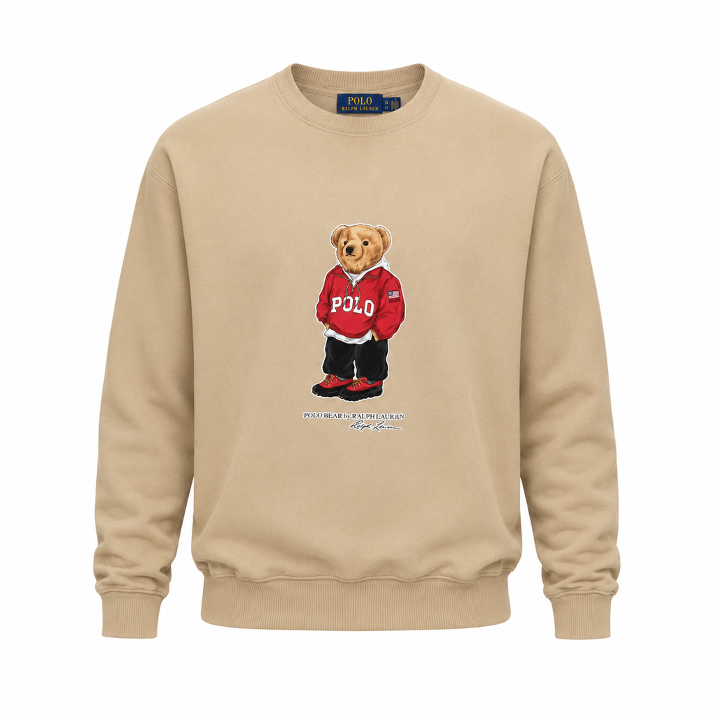 Moletom Ralph Lauren Masculino Areia Peluciado Urso Americano