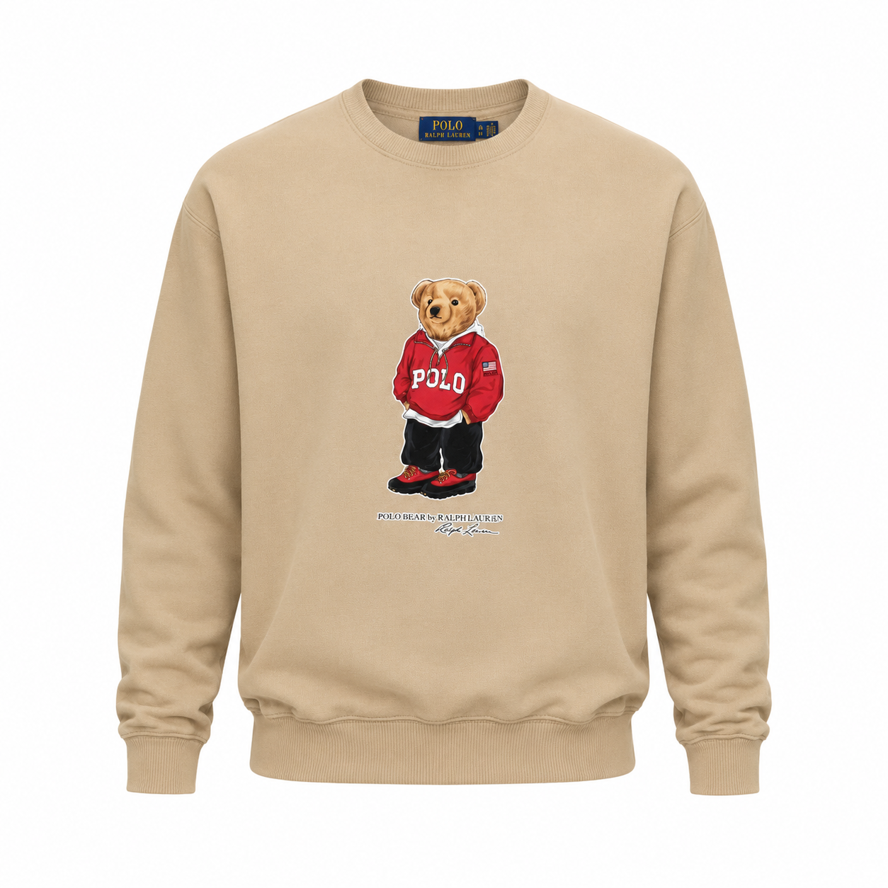 Moletom Ralph Lauren Masculino Areia Peluciado Urso Americano