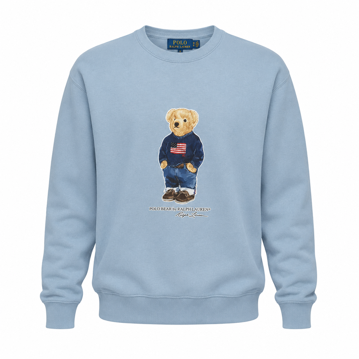 Moletom Ralph Lauren Masculino Azul Bebê Peluciado Urso Americano