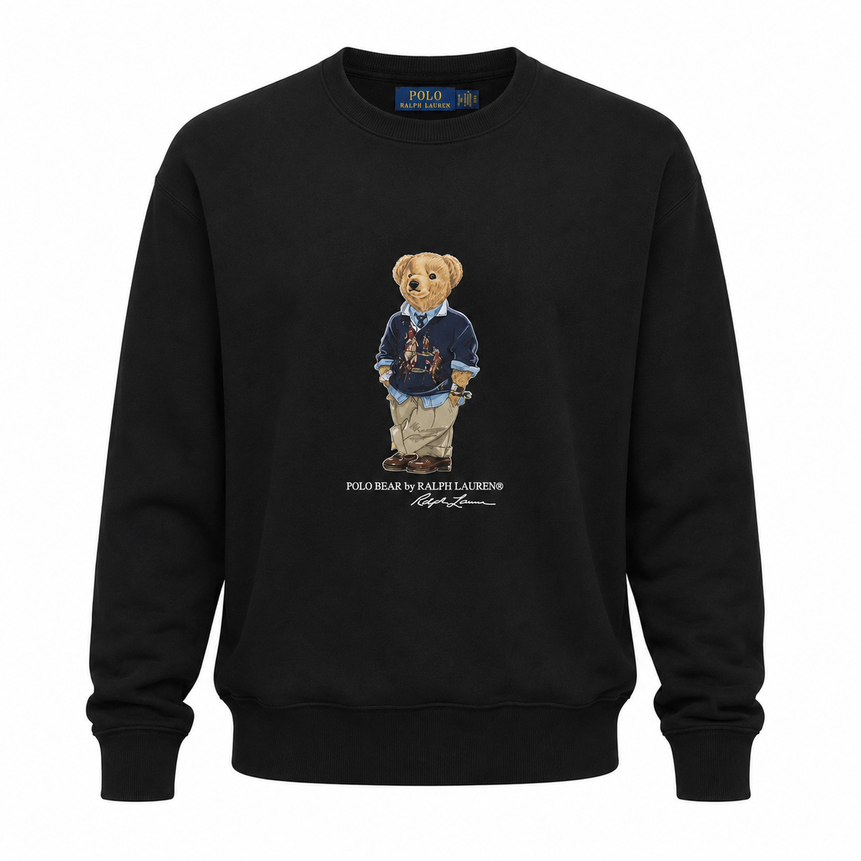 Moletom Ralph Lauren Masculino Preto Peluciado Urso Americano