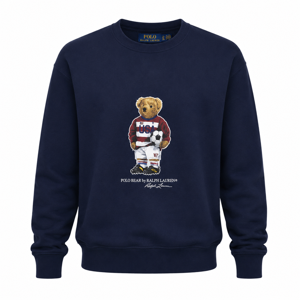 Moletom Ralph Lauren Masculino Marinho Peluciado Urso Americano