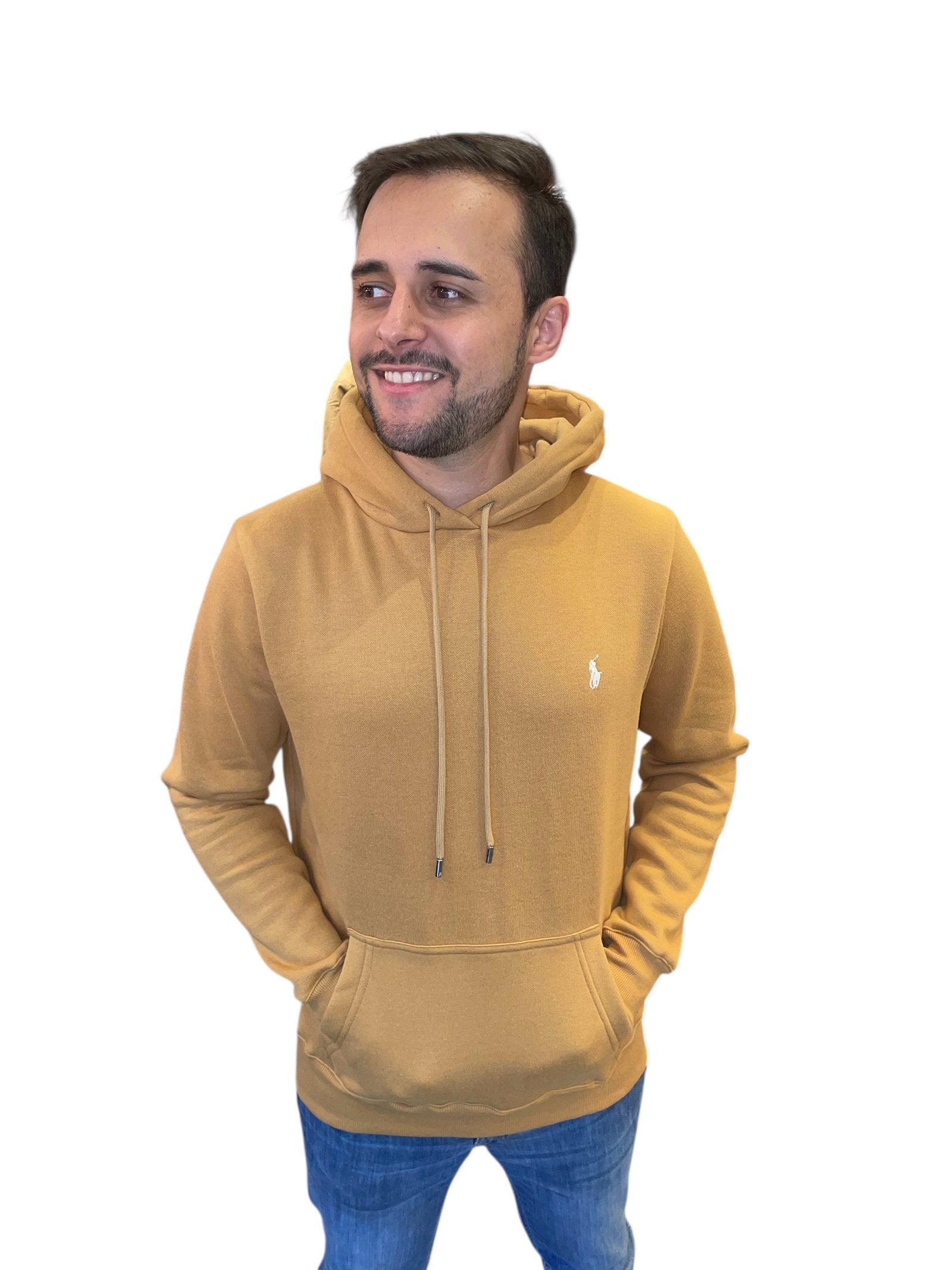 Moletom Ralph Lauren Masculino Caramelo Pony Branco