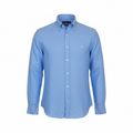 Camisa Ralph Lauren Masculina Linho cor Azul Pony Rosa