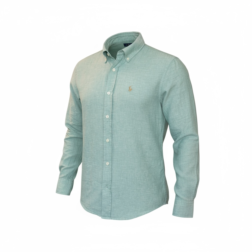 Camisa Ralph Lauren Masculina Linho cor Verde Oliva Pony Dourado