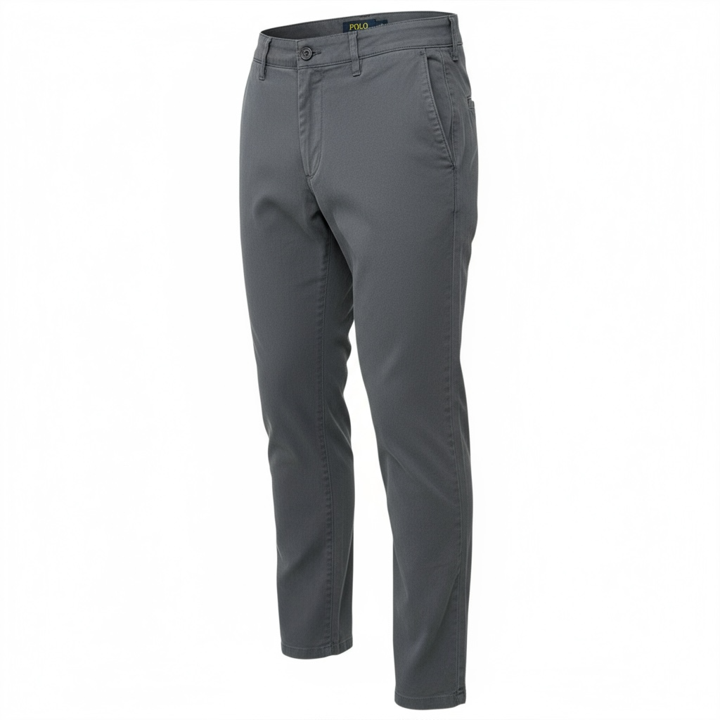 Calça Sarja Ralph Lauren Masculina Clássica Americana – Chumbo com Pony Vermelho
