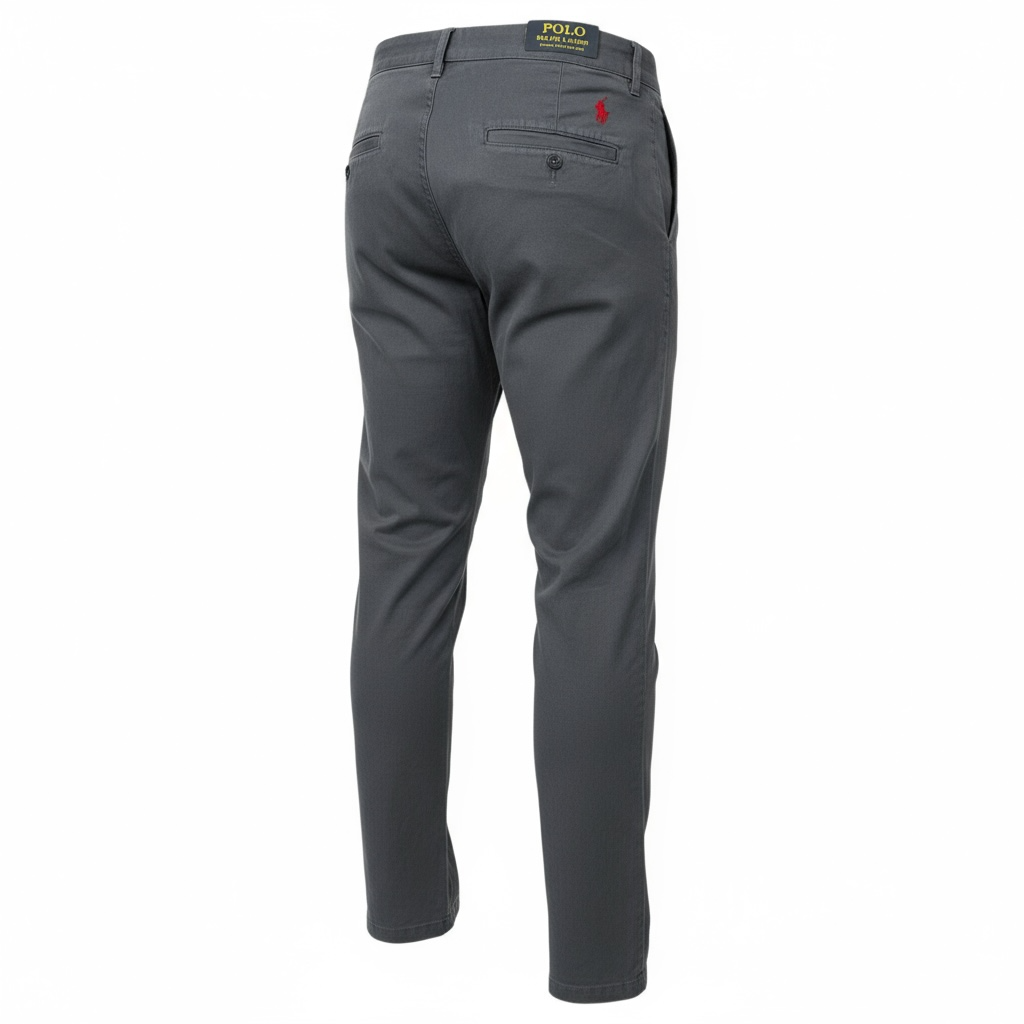 Calça Sarja Ralph Lauren Masculina Clássica Americana – Chumbo com Pony Vermelho