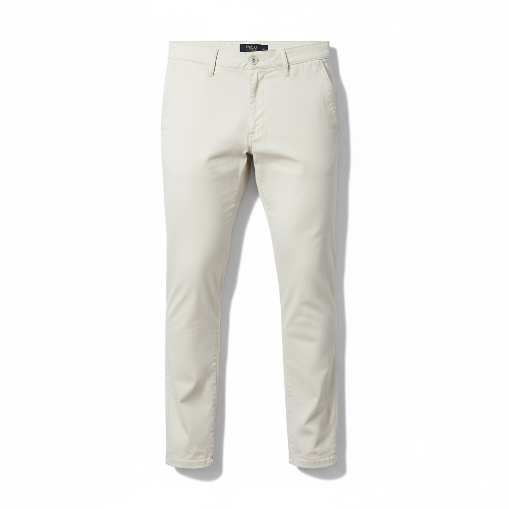 Calça Sarja Ralph Lauren Masculina Clássica Americana – Off White com Pony Marinho