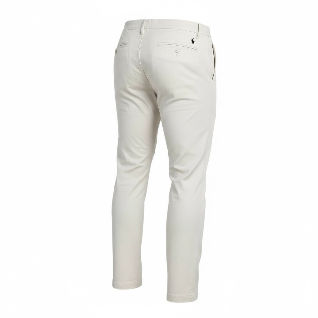 Calça Sarja Ralph Lauren Masculina Clássica Americana – Off White com Pony Marinho
