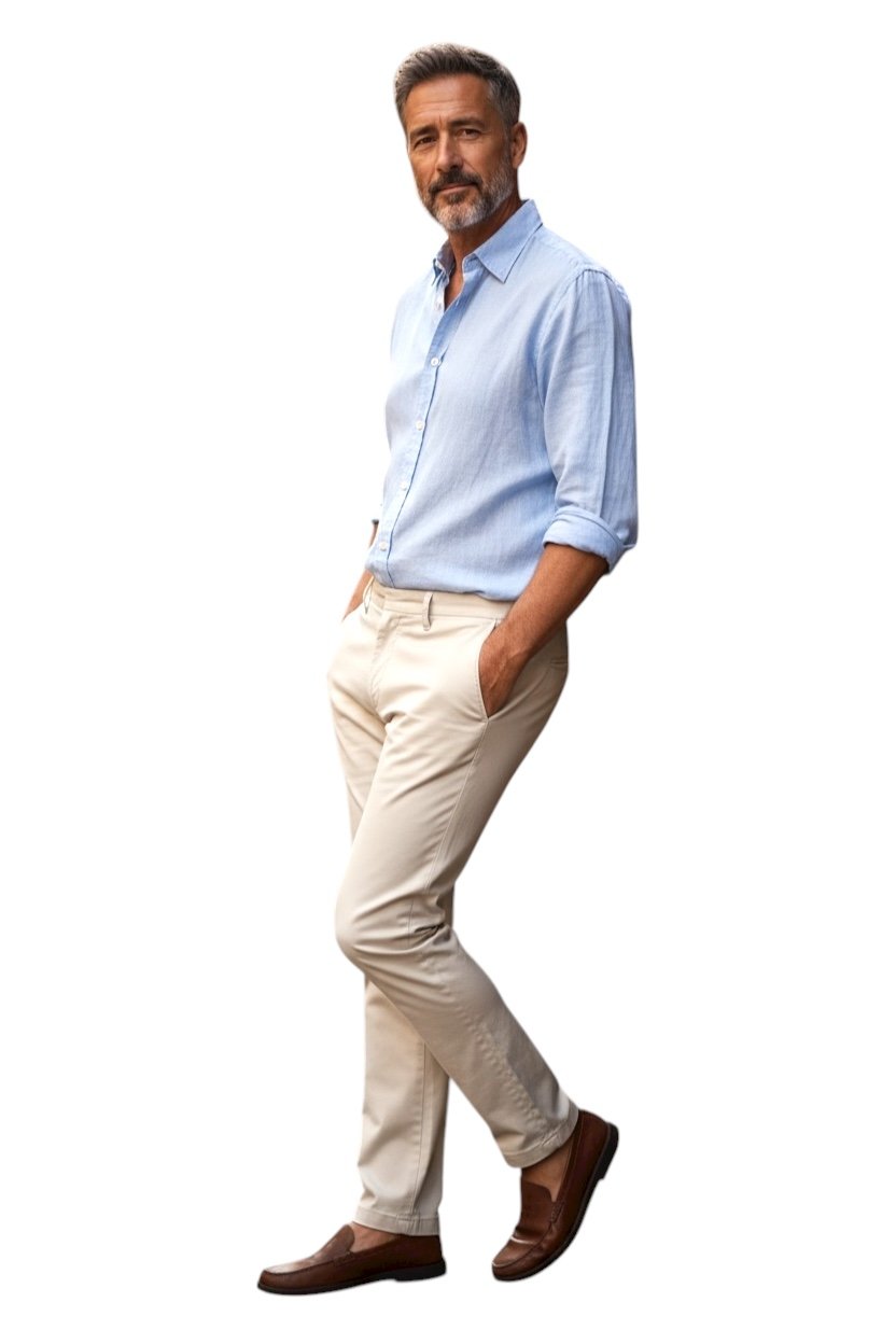 Calça Sarja Ralph Lauren Masculina Clássica Americana – Off White com Pony Marinho