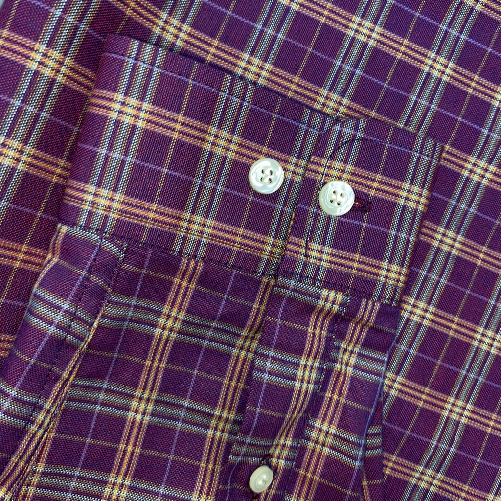 Camisa Ralph Lauren Masculina Oxford Xadrez Invernal Vinho Pony Roxo
