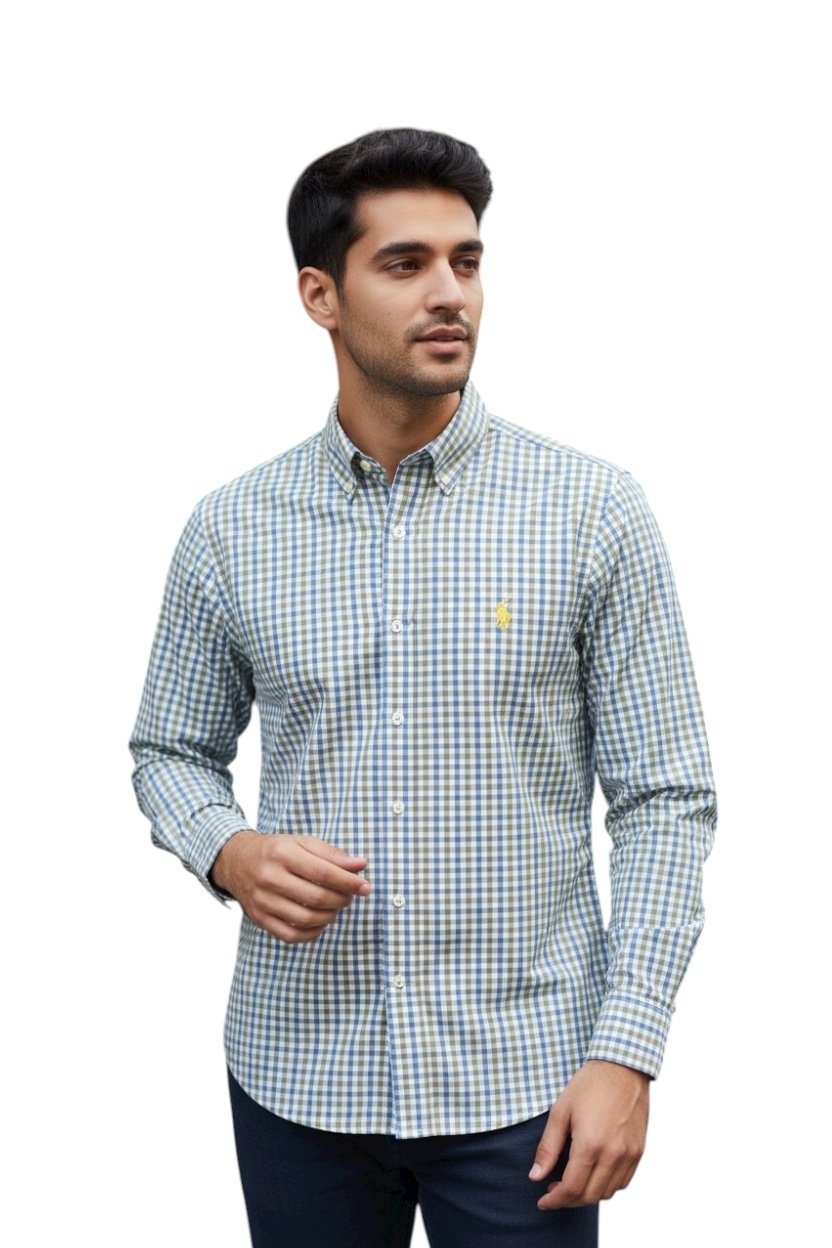 Camisa Ralph Lauren Masculina Xadrez Verão Pony Amarelo