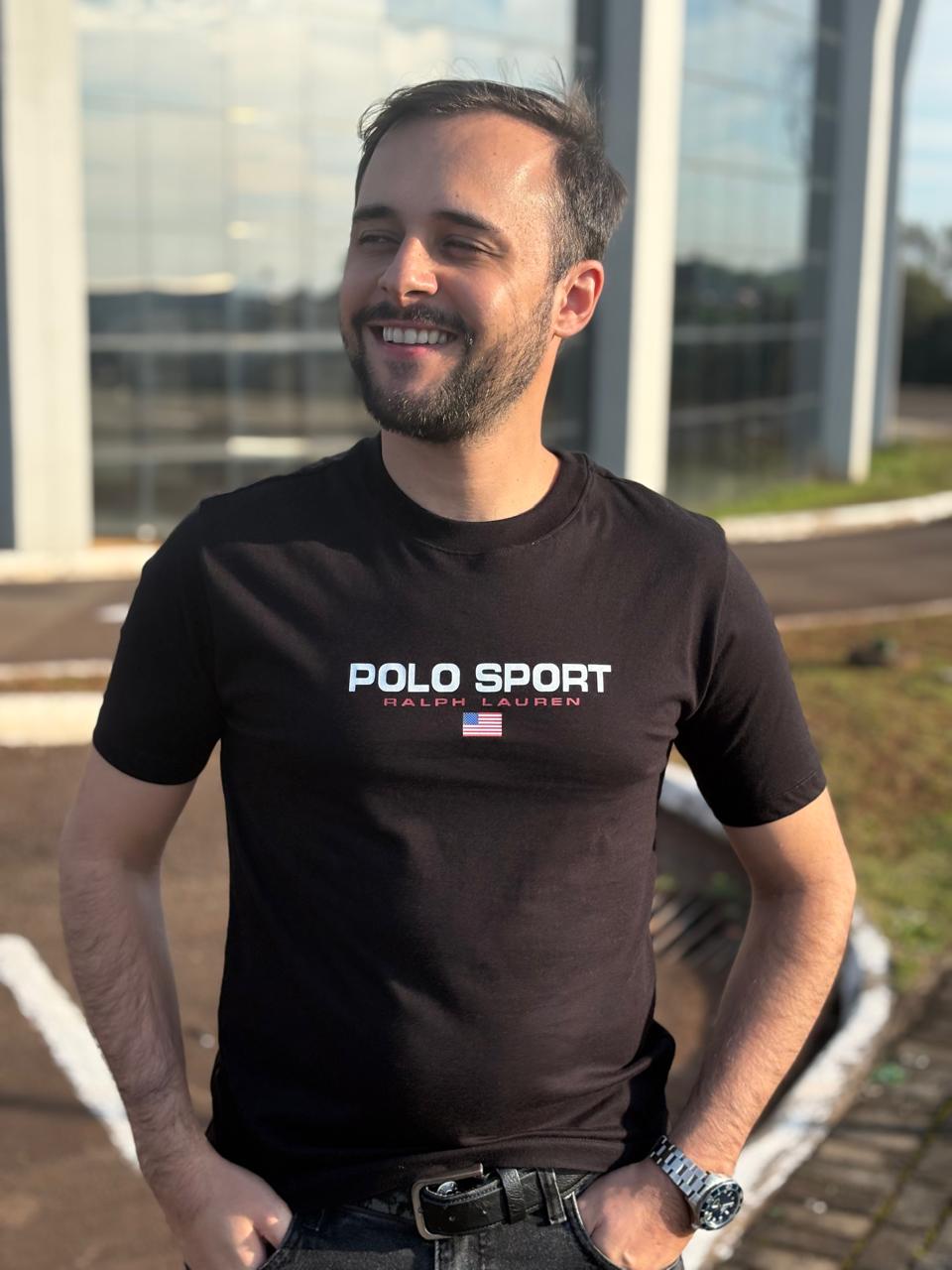 Camiseta Polo Sport Masculina Supima Siliconada Ralph Lauren cor Preta
