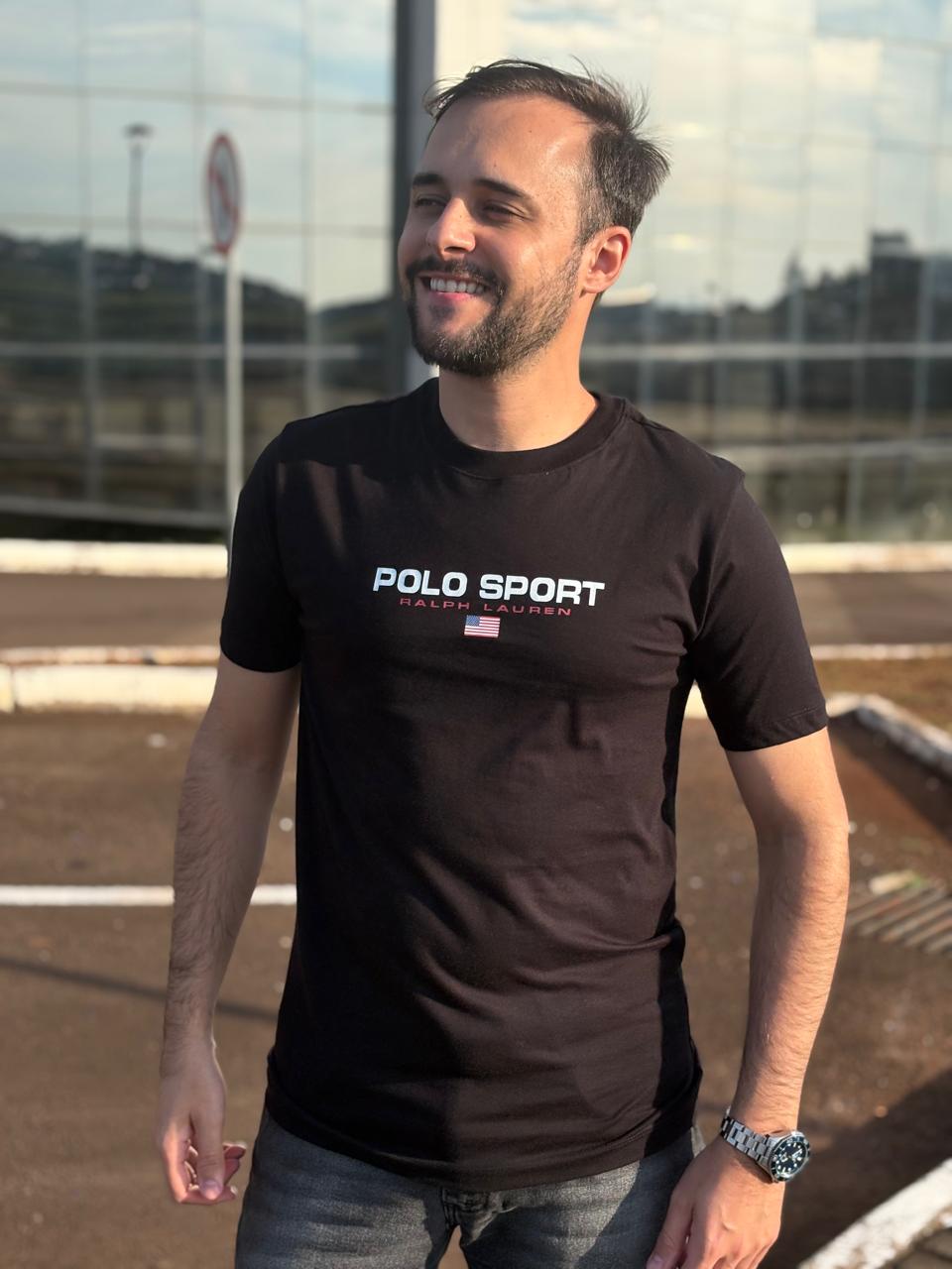 Camiseta Polo Sport Masculina Supima Siliconada Ralph Lauren cor Preta