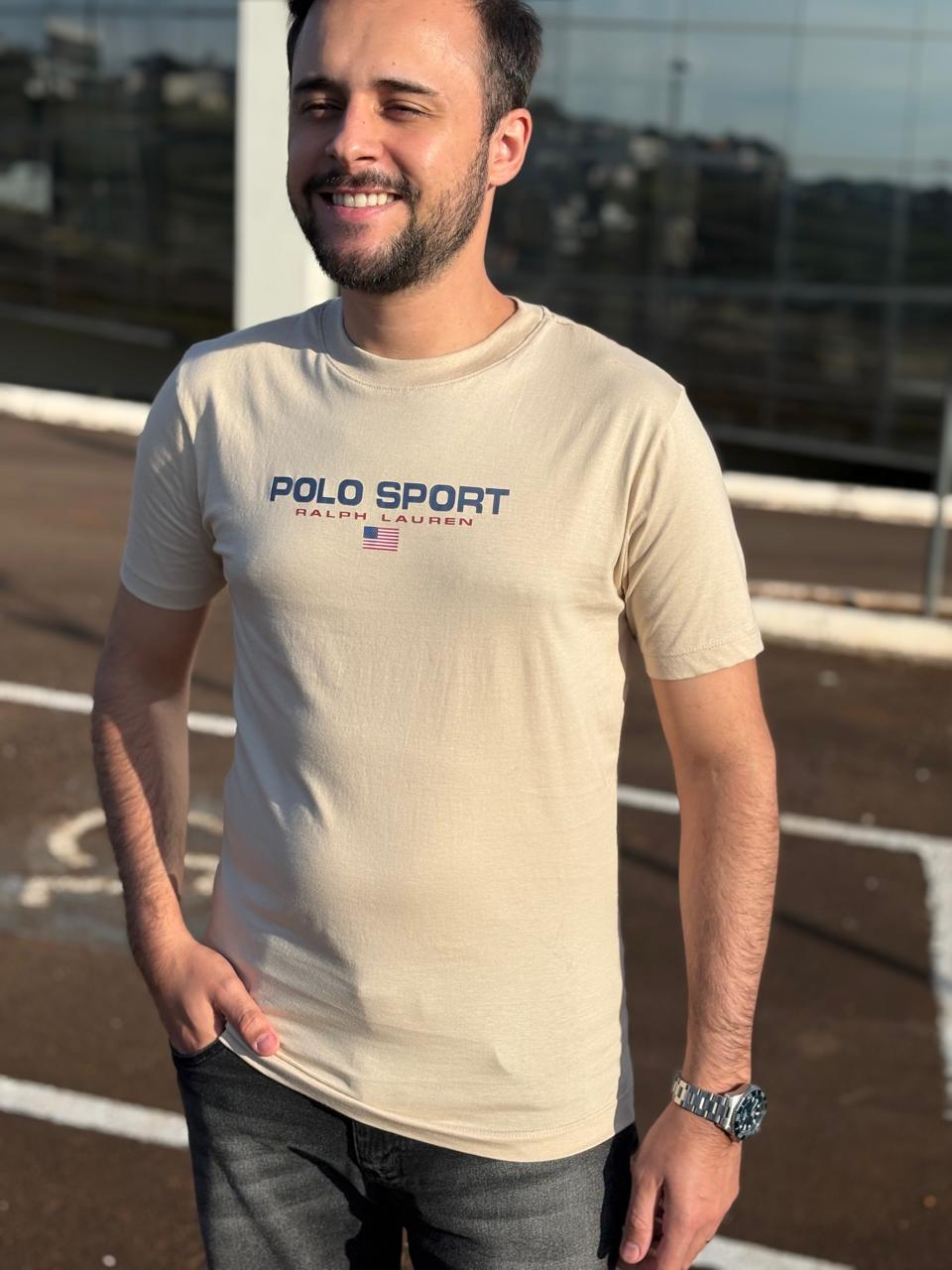 Camiseta Polo Sport Masculina Supima Siliconada Ralph Lauren cor Areia