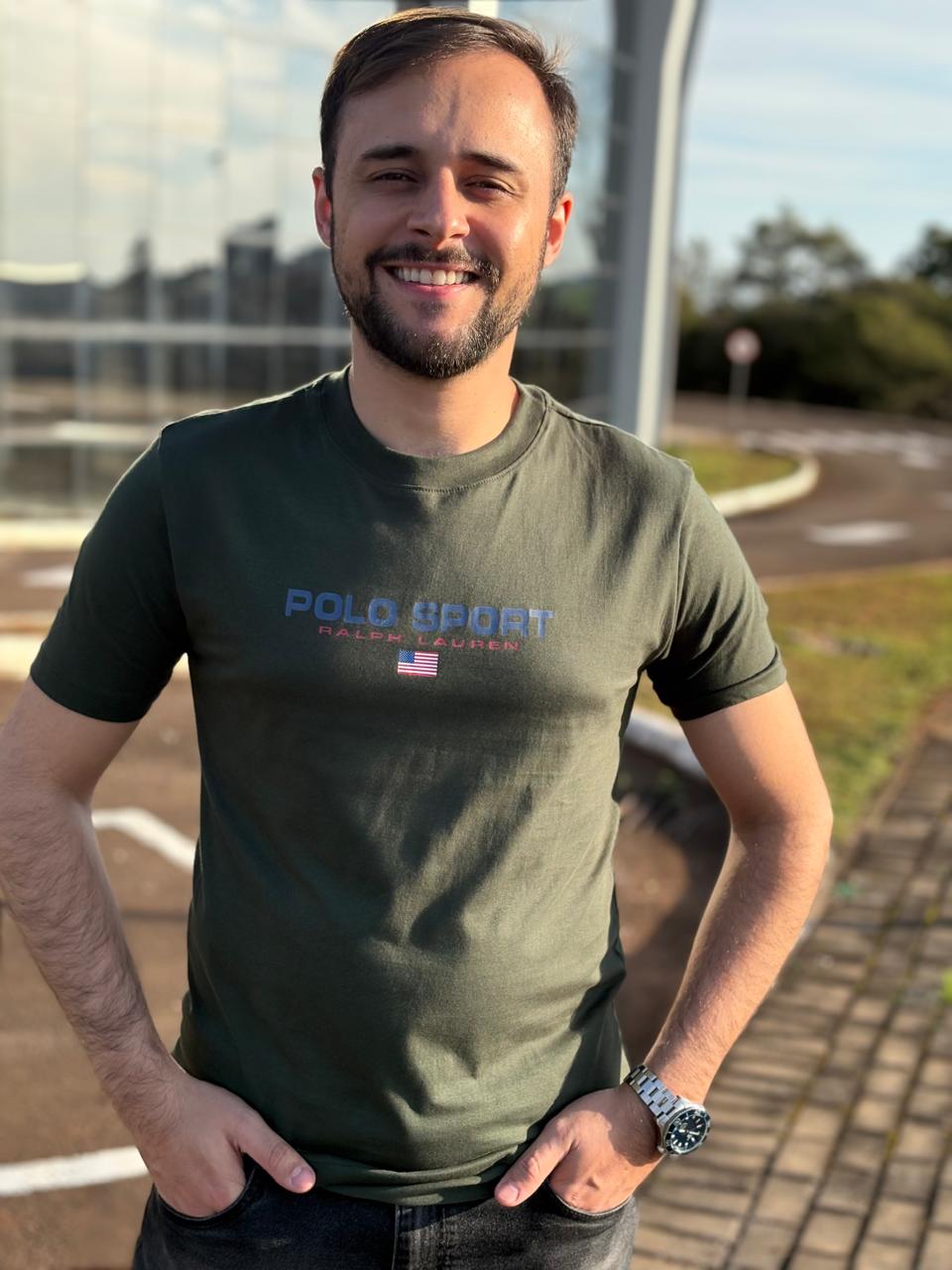 Camiseta Polo Sport Masculina Supima Siliconada Ralph Lauren cor Verde Floresta