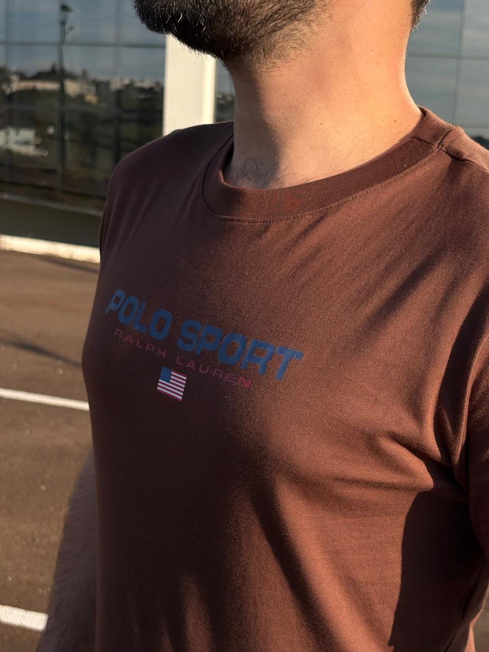 Camiseta Polo Sport Masculina Supima Siliconada Ralph Lauren cor Marrom
