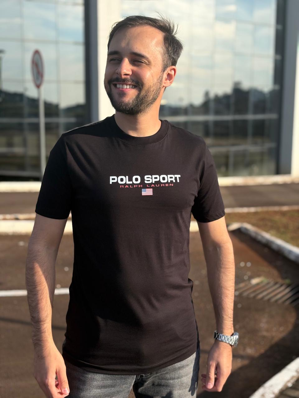 Camiseta Polo Sport Masculina Supima Siliconada Ralph Lauren cor Preta