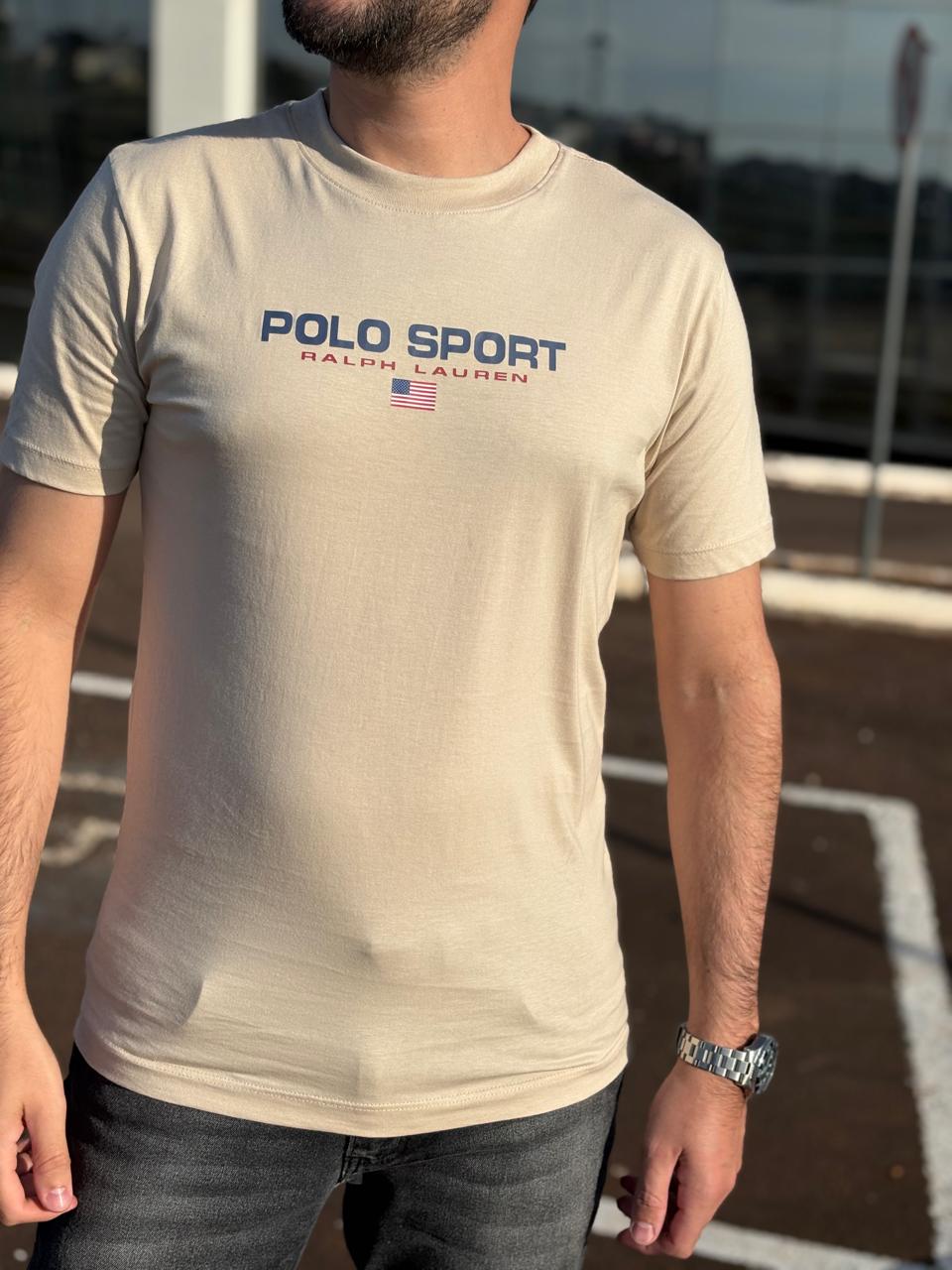 Camiseta Polo Sport Masculina Supima Siliconada Ralph Lauren cor Areia