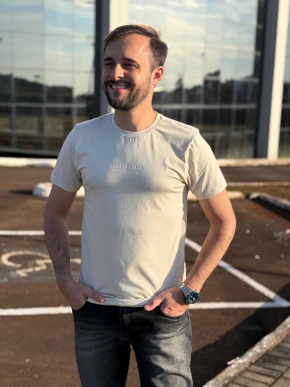 Camiseta Aeropostale Masculina Branca Estampa Minimalista Tecido Pima