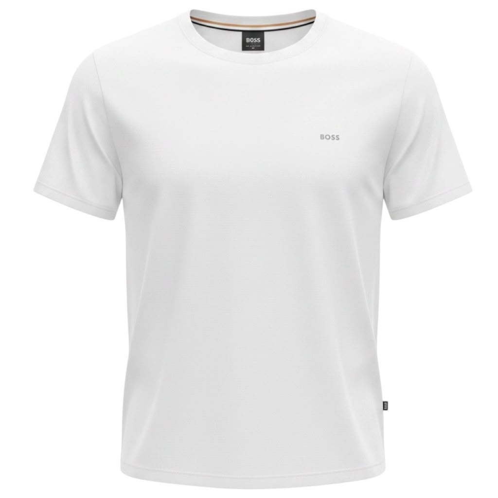 Camiseta Básica Masculina Hugo Boss Branca Logo Clássico Peito