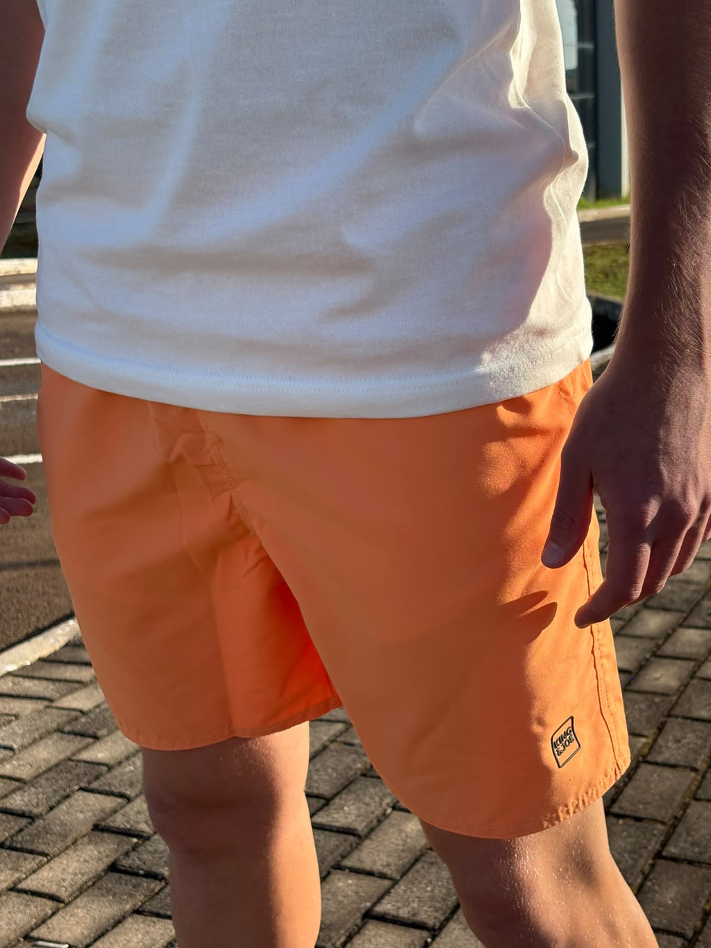 Shorts Praia Masculino King&Joe Liso Respirável cor Laranja