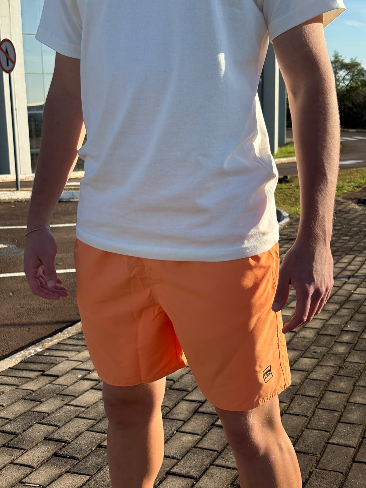 Shorts Praia Masculino King&Joe Liso Respirável cor Laranja