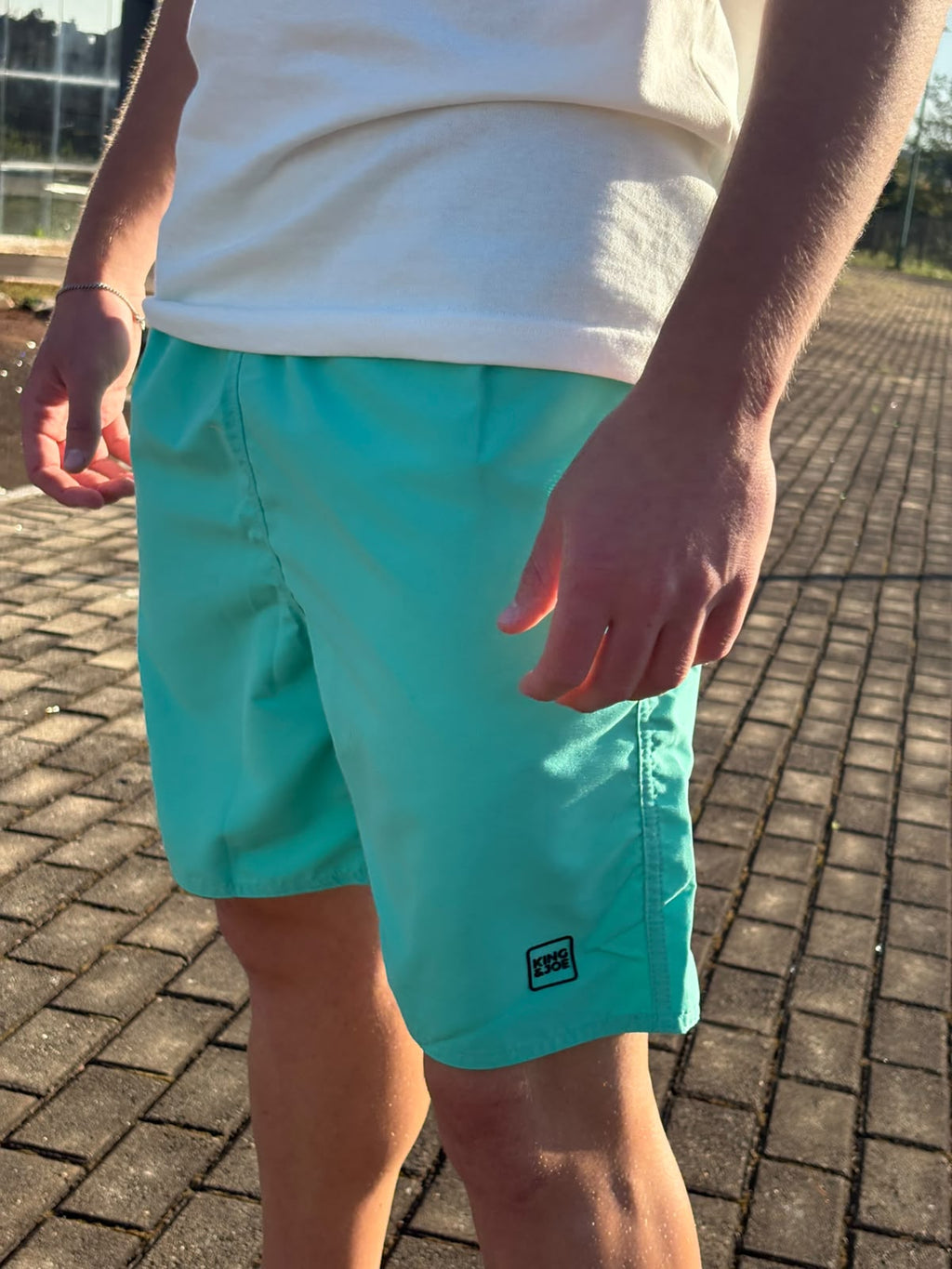 Shorts Praia Masculino King&Joe Liso Respirável cor Verde Água