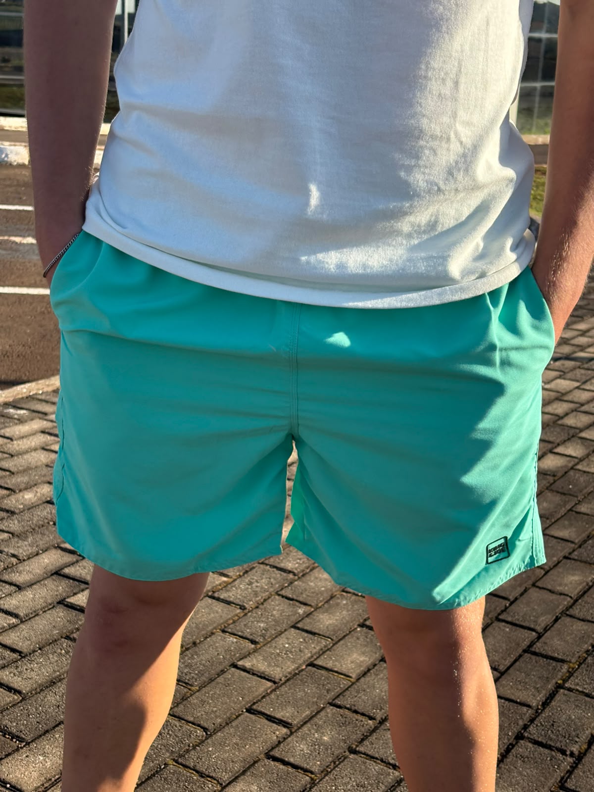 Shorts Praia Masculino King&Joe Liso Respirável cor Verde Água