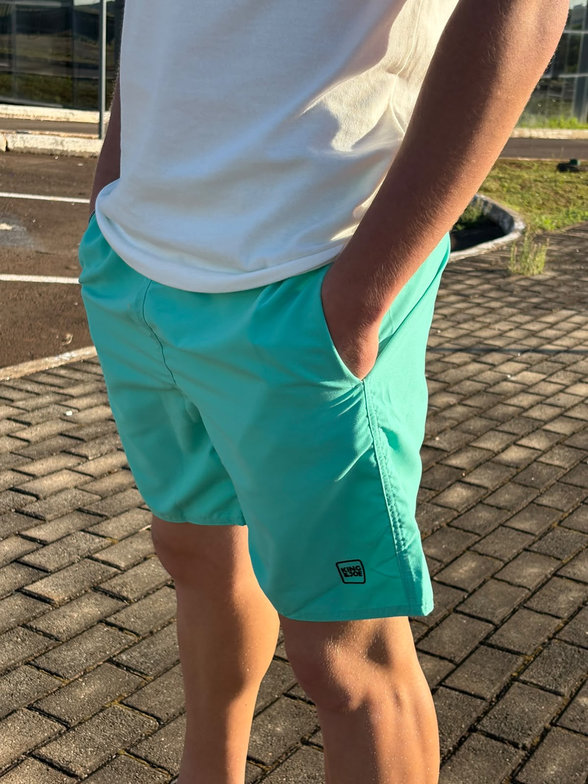Shorts Praia Masculino King&Joe Liso Respirável cor Verde Água