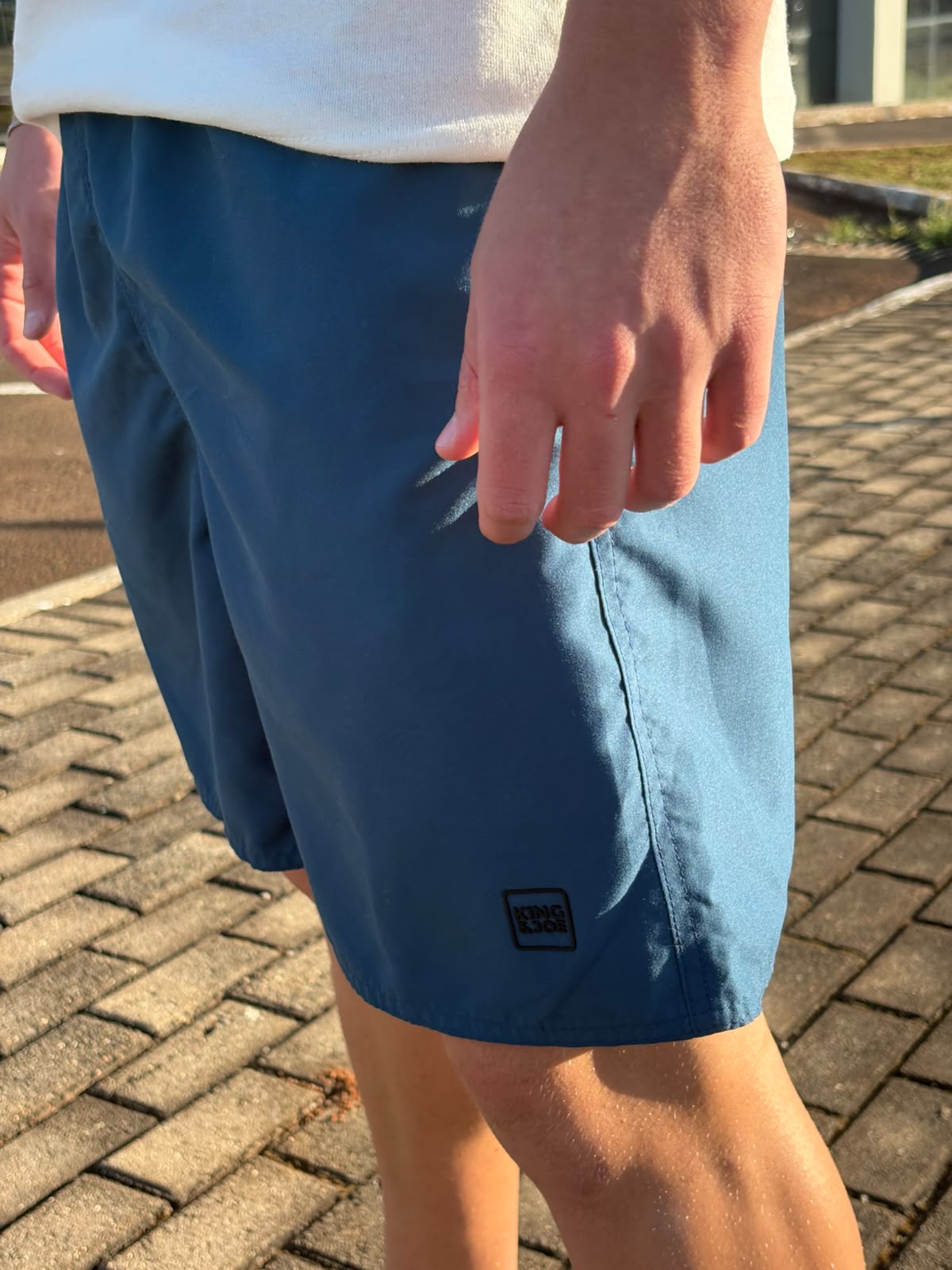 Shorts Praia Masculino King&Joe Liso Respirável cor Azul Mediterrâneo