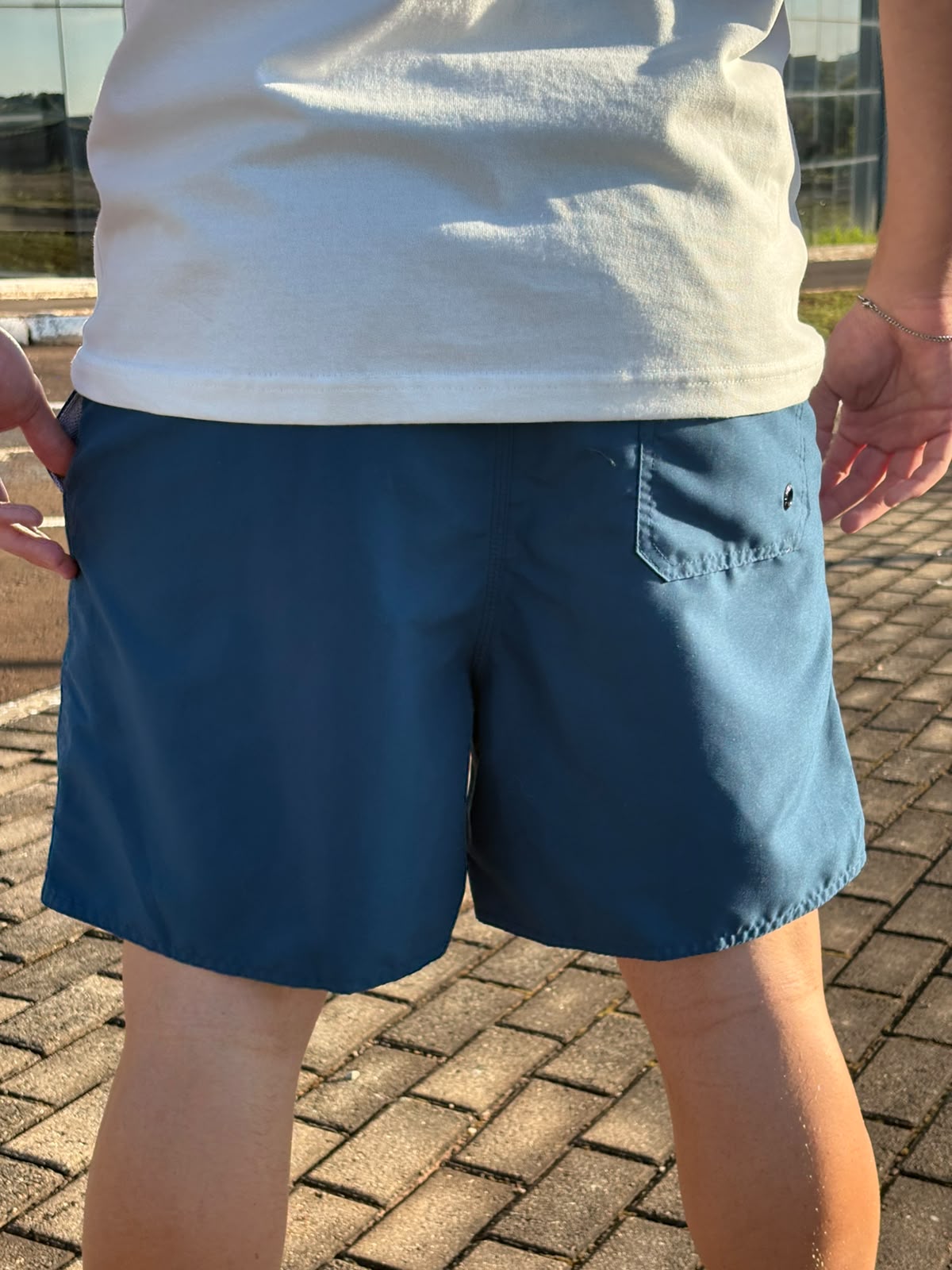Shorts Praia Masculino King&Joe Liso Respirável cor Azul Mediterrâneo