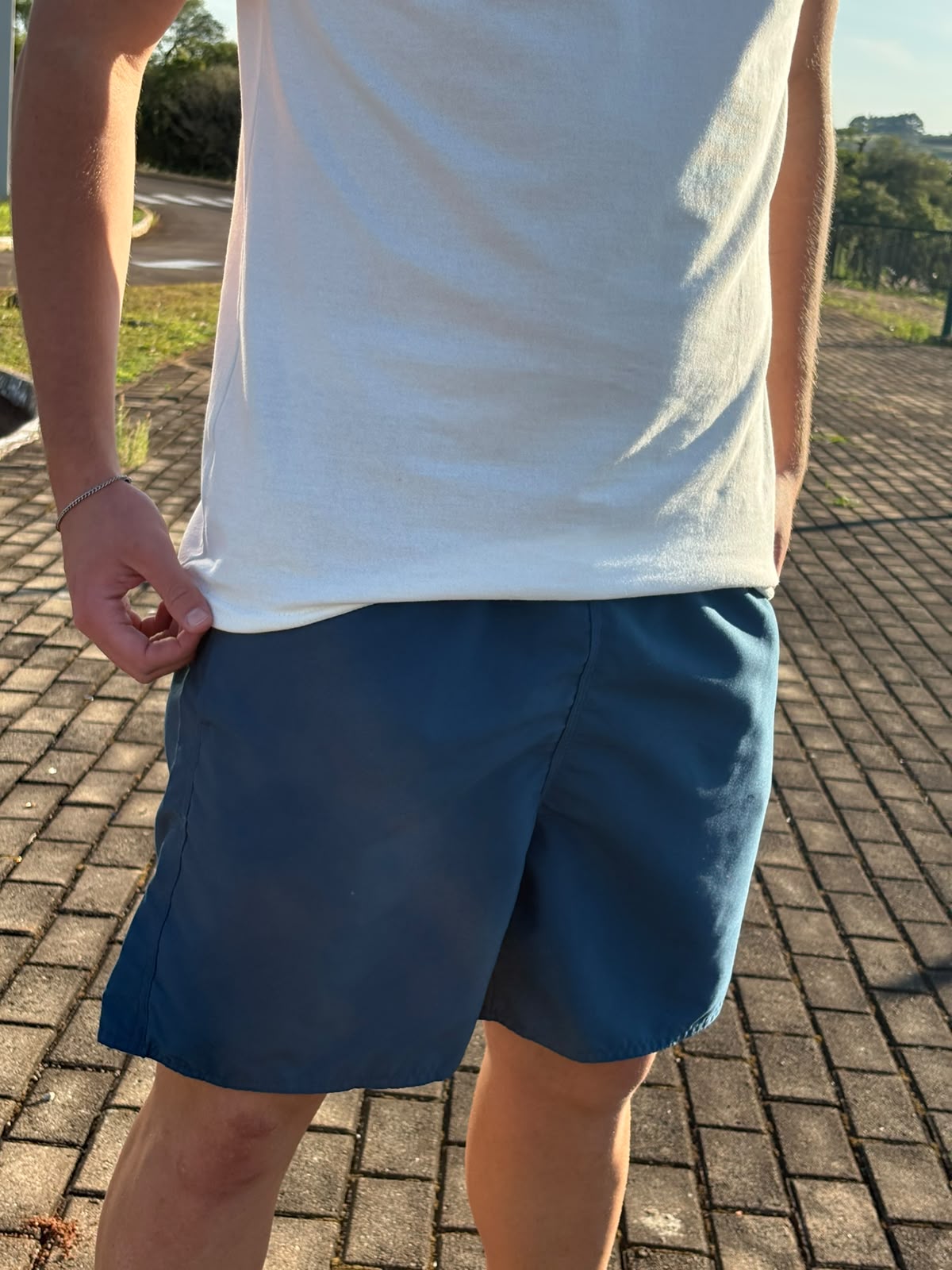 Shorts Praia Masculino King&Joe Liso Respirável cor Azul Mediterrâneo