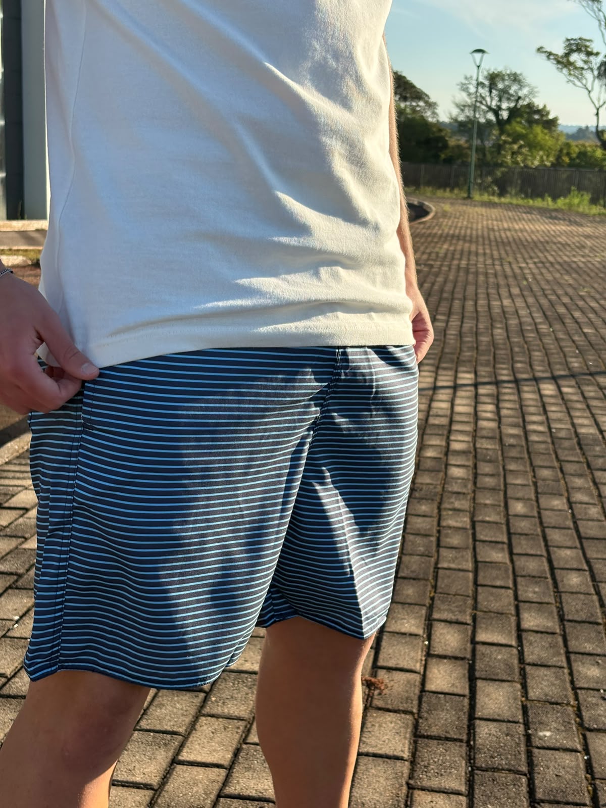 Shorts Praia Masculino King&Joe Listras Respirável cor Azul Royal