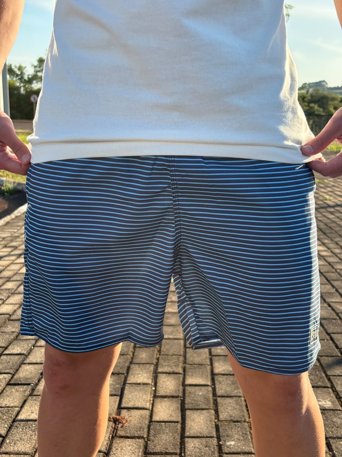 Shorts Praia Masculino King&Joe Listras Respirável cor Azul Royal