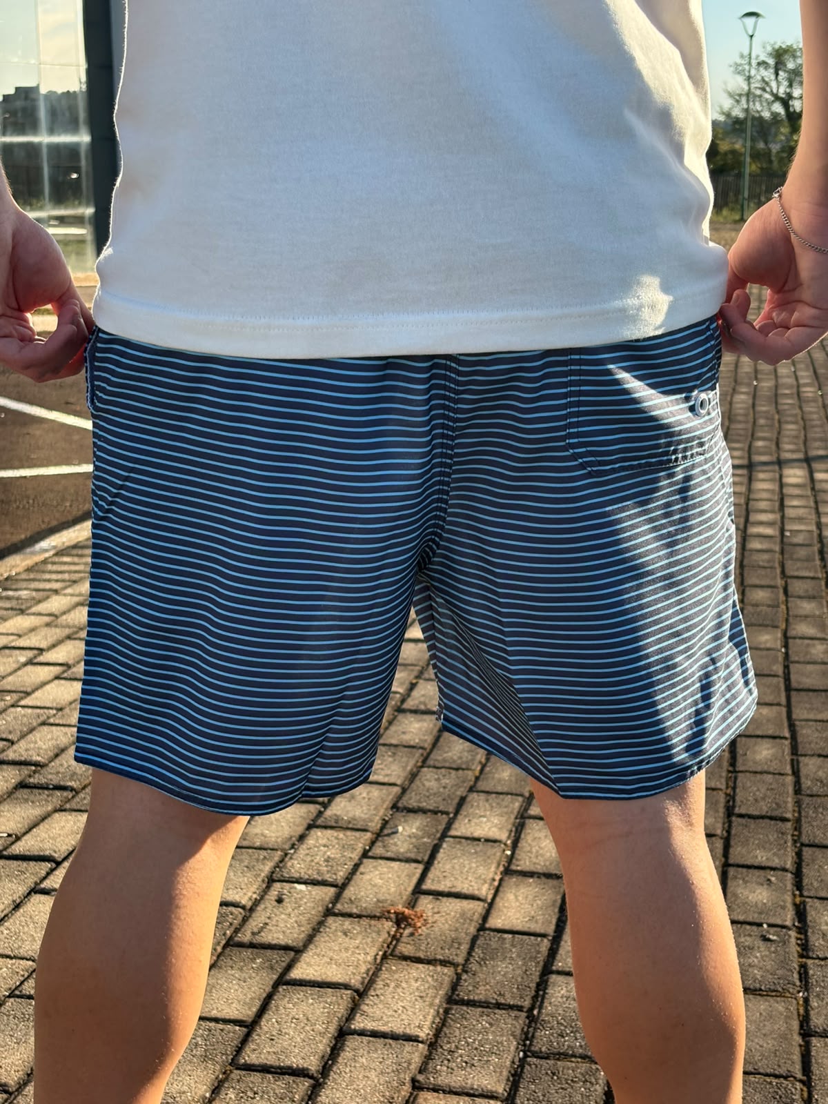 Shorts Praia Masculino King&Joe Listras Respirável cor Azul Royal