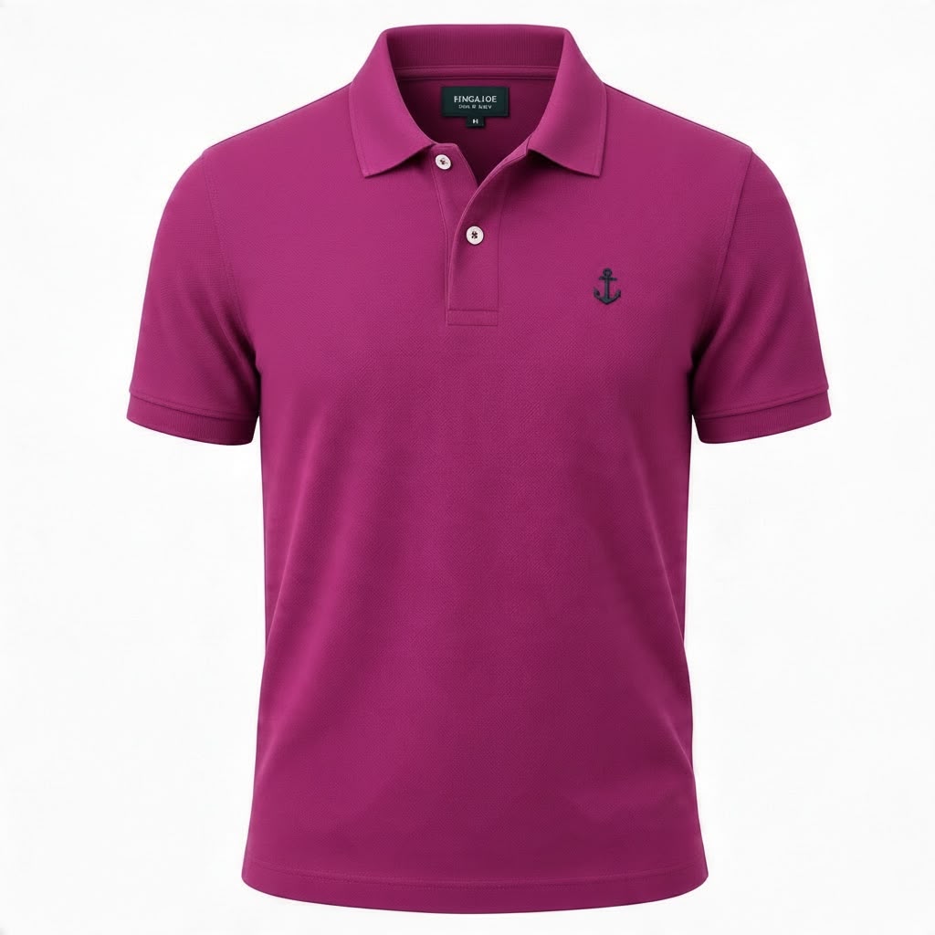 Polo King&Joe Masculina Cereja Logo Preto