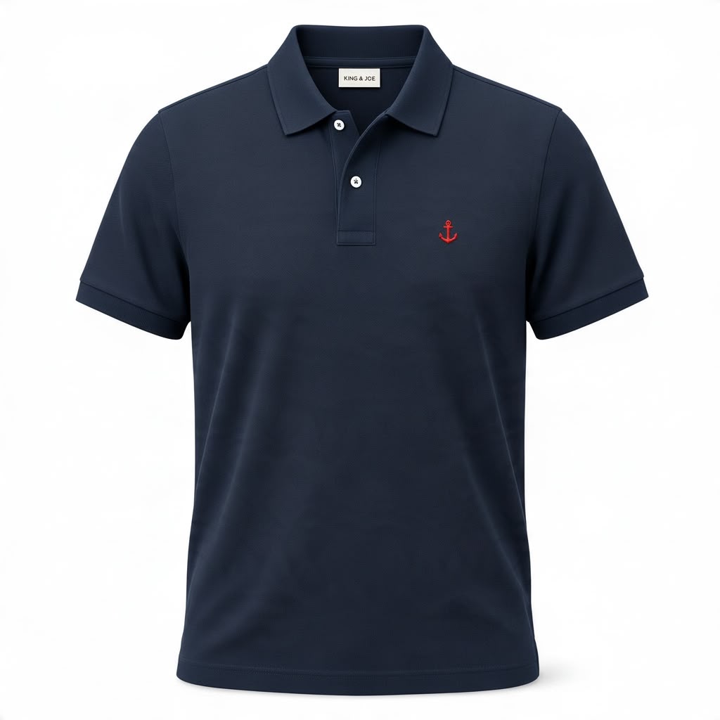 Polo King&Joe Masculina Marinho Logo Clássico