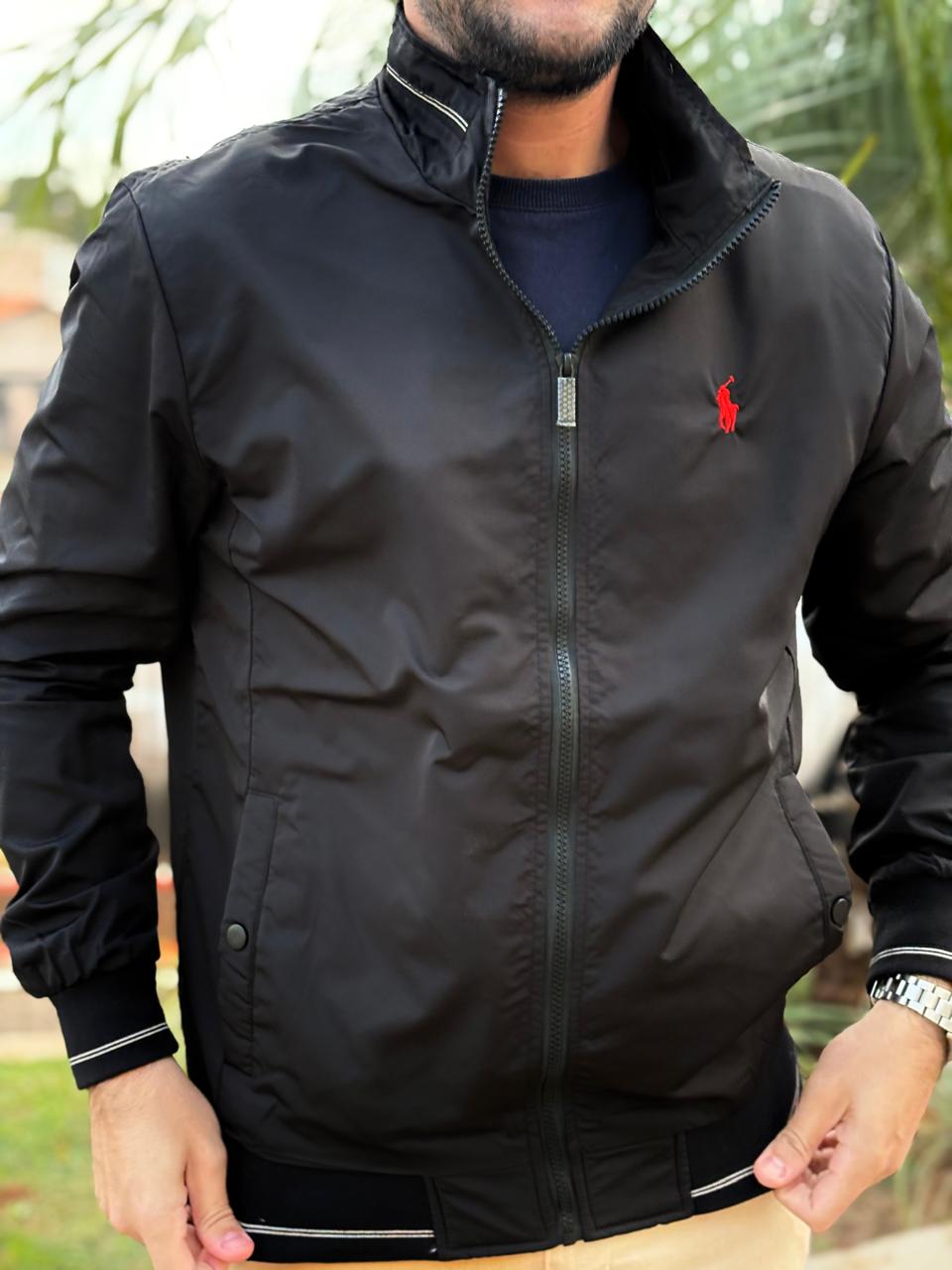 Jaqueta Ralph Lauren Masculina Bomber Preta Pony Vermelho