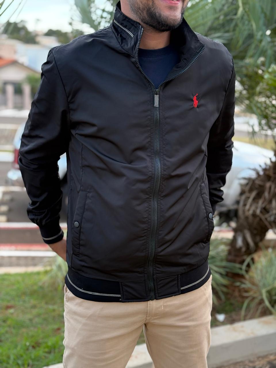 Jaqueta Ralph Lauren Masculina Bomber Preta Pony Vermelho