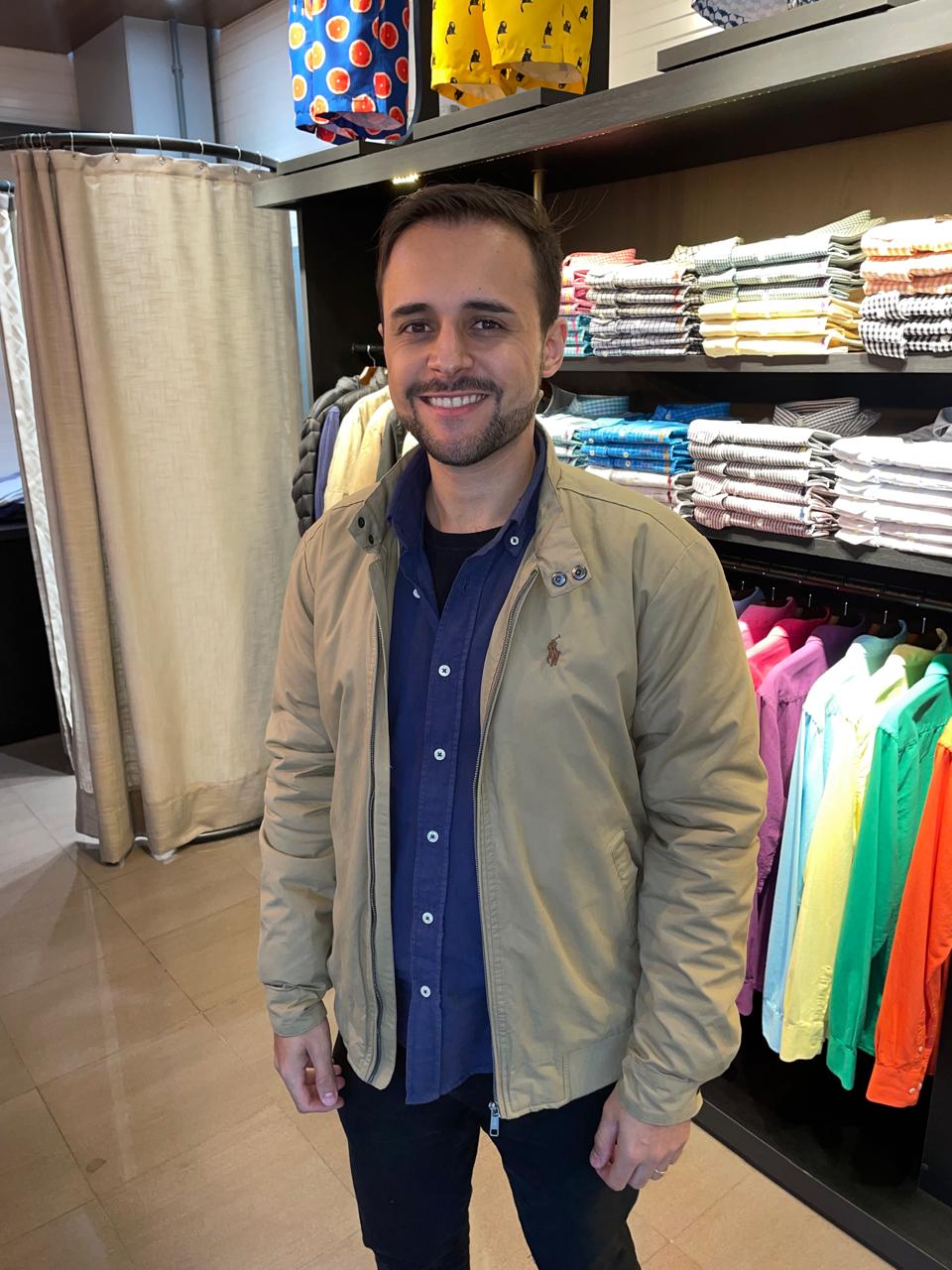 Jaqueta Sarja Sport Ralph Lauren Masculina Bege com Pony Chocolate