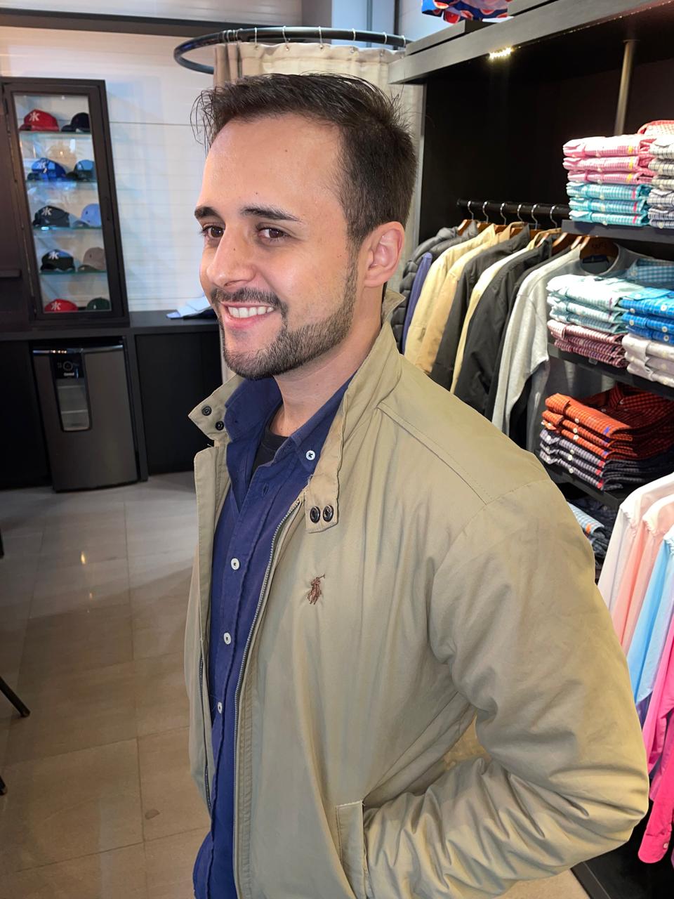 Jaqueta Sarja Sport Ralph Lauren Masculina Bege com Pony Chocolate