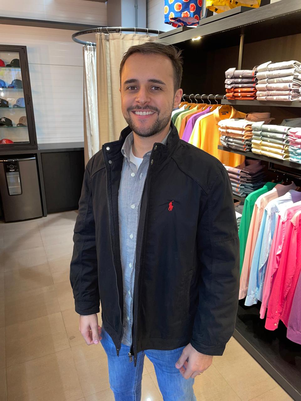 Jaqueta Sarja Ralph Lauren Masculina Inverno Rigoroso Preta com Pony Vermelho