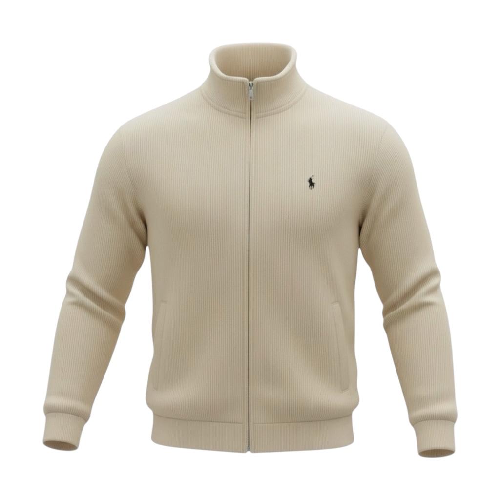 Pulôver Ralph Lauren Masculino Com Zipper Forrado Cor Creme Pony Marinho