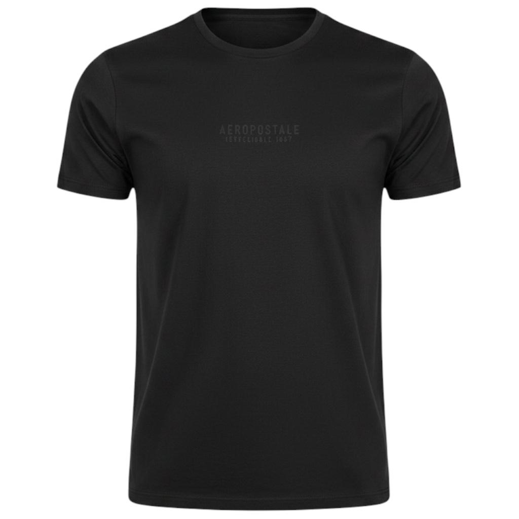 Camiseta Aeropostale Masculina Preta Estampa Minimalista Tecido Pima